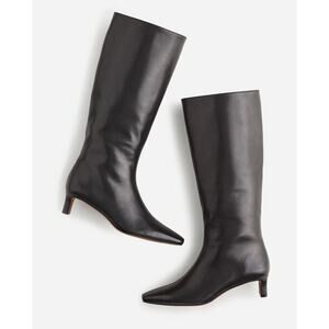 NEW Madewell The Dimes Kitten Heel Knee High Boot Black Leather 7